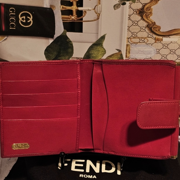 Vintage Fendi Leopard Print Canvas/Leather Kisslock Bifold Wallet & Dust Bag - Picture 8 of 16